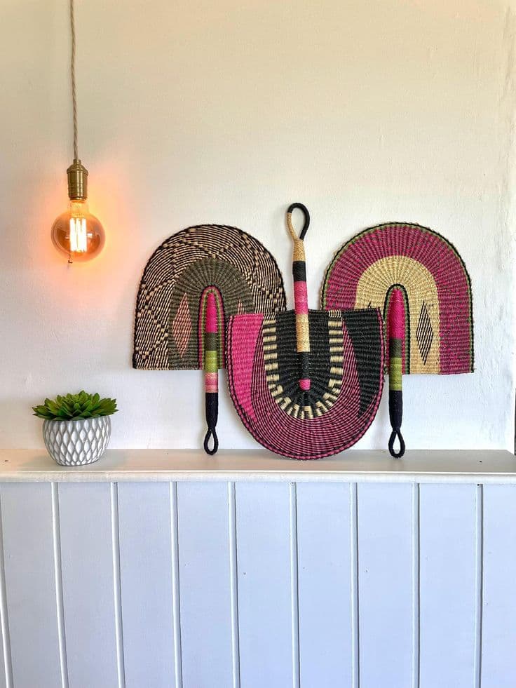 Handwoven Bolga fans wall decor