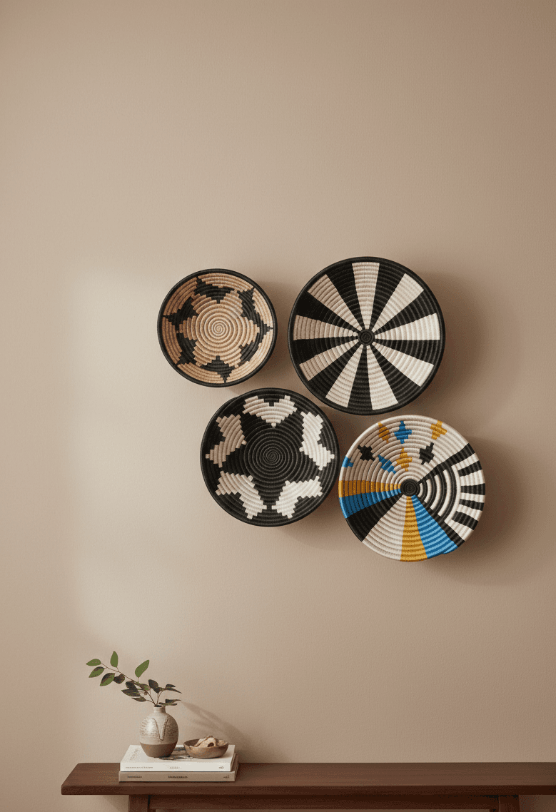 African woven basket bowls