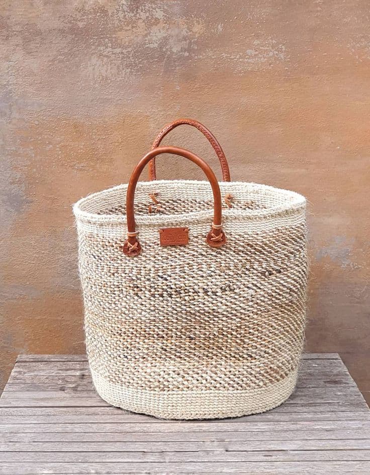 Natural sisal tote basket