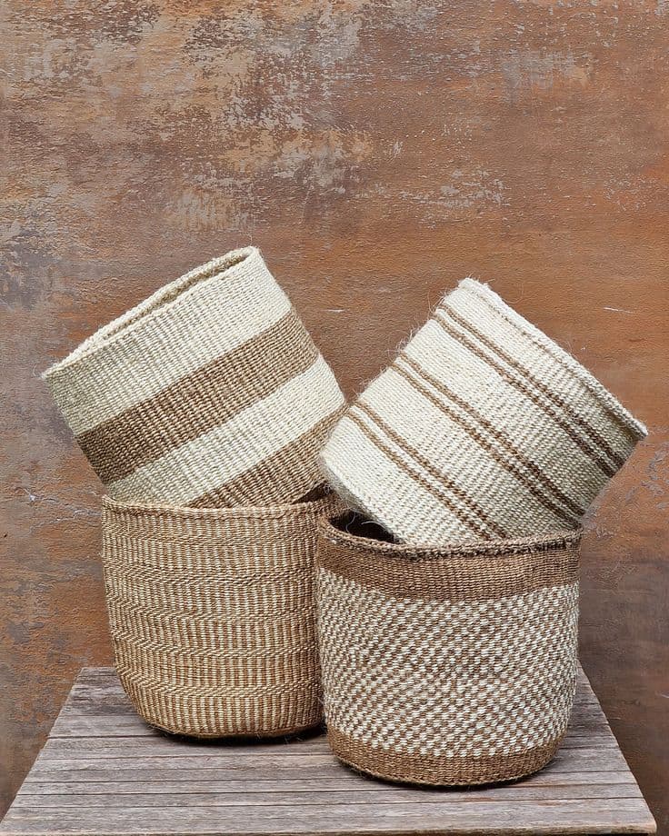 Natural sisal storage baskets